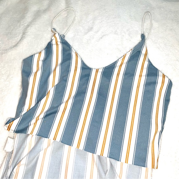 Gaze Blue Multicolor Striped Spaghetti Strap Bodysuit size XS - Picture 3 of 6
